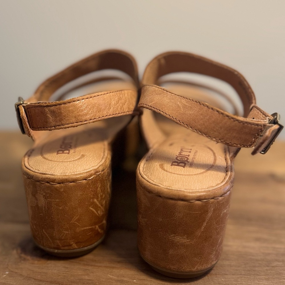 Born Silay Brown Leather Platform Comfortable Sli… - image 2